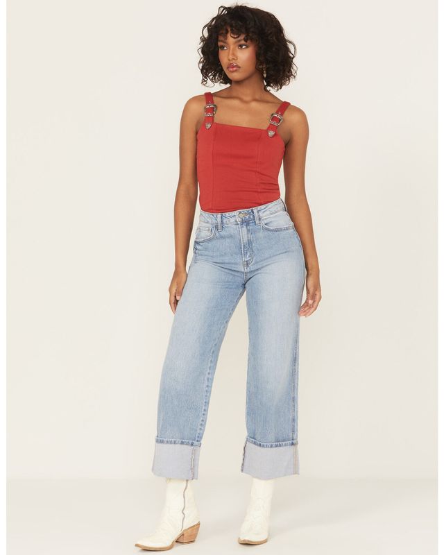 VERVET SUPER HIGH RISE CUFFED CROPPED BAGGY JEAN