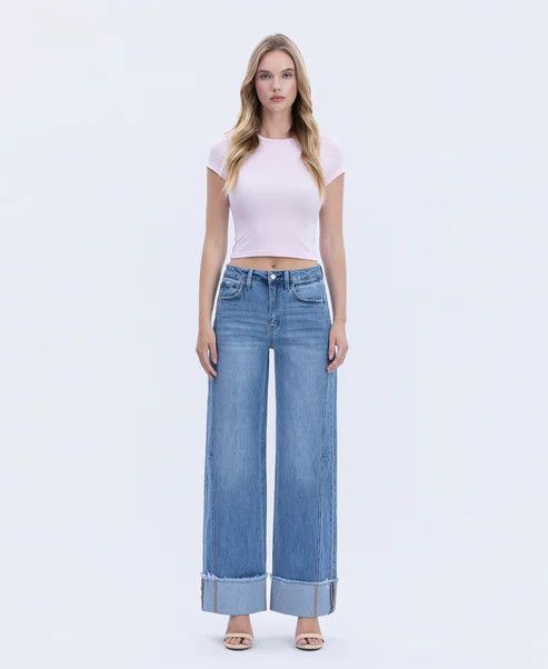 VERVET HIGH RISE CUFFED WIDE LEG JEAN