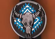 ROUND LONG HORN SKULL SCARF SLIDE