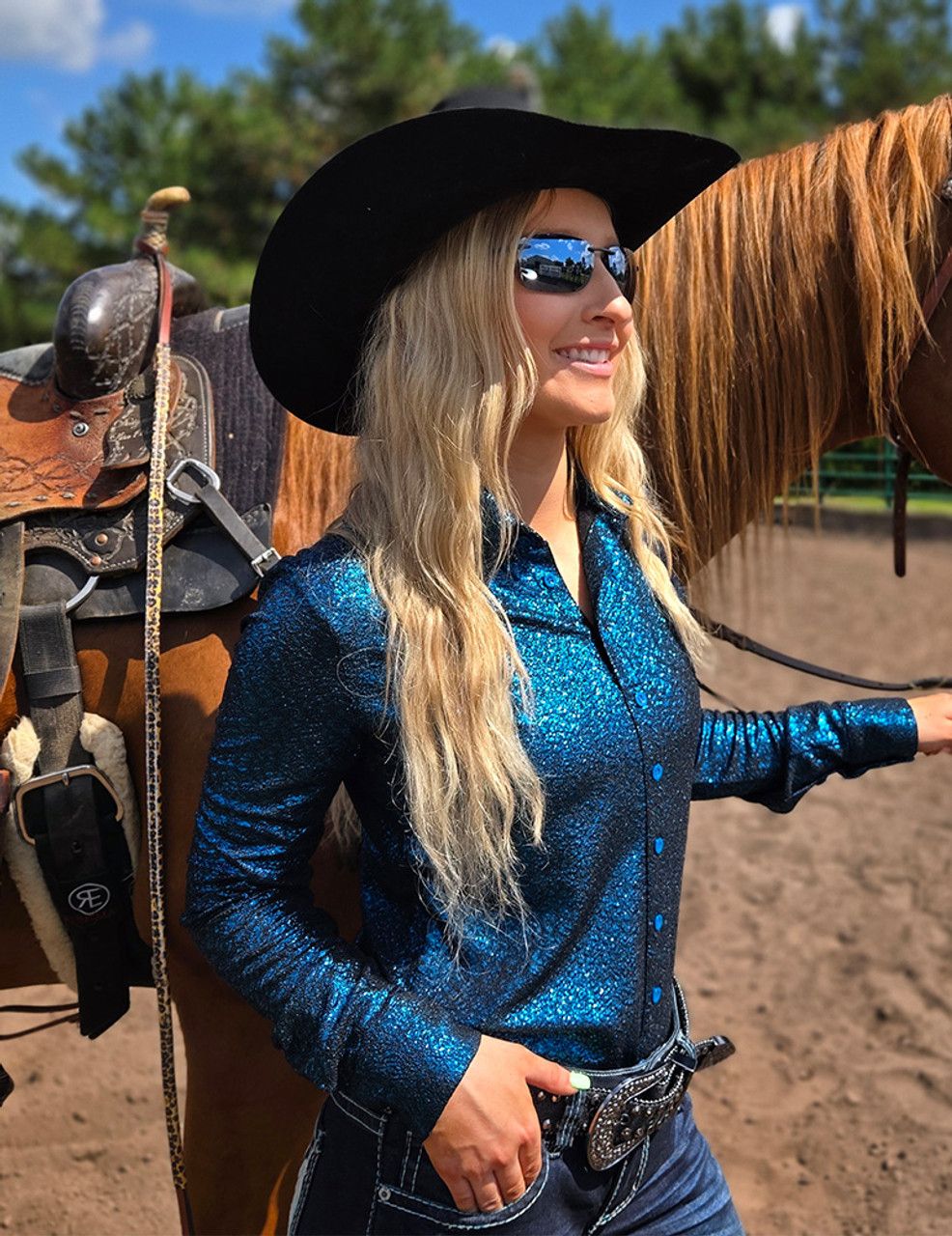 COWGIRL TUFF STRETCH JERSEY PULLOVER BUTTON UP