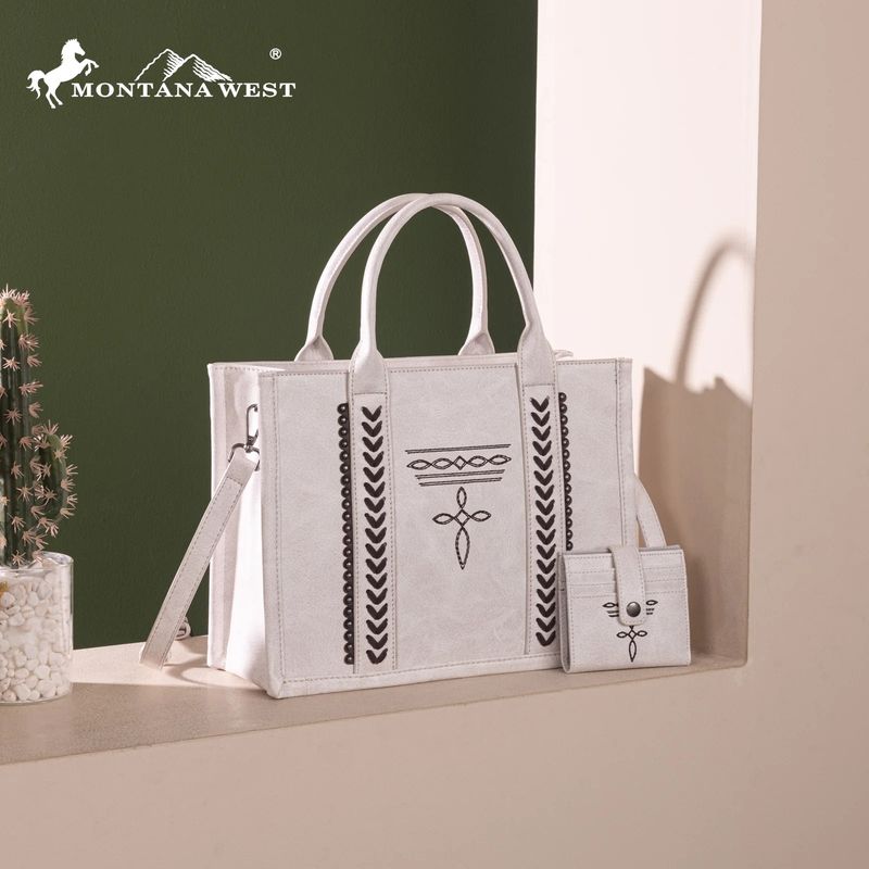 MONTANA WEST WHIPSTITCH CONCEALED CARRY TOTE W/MATCHING WALLET