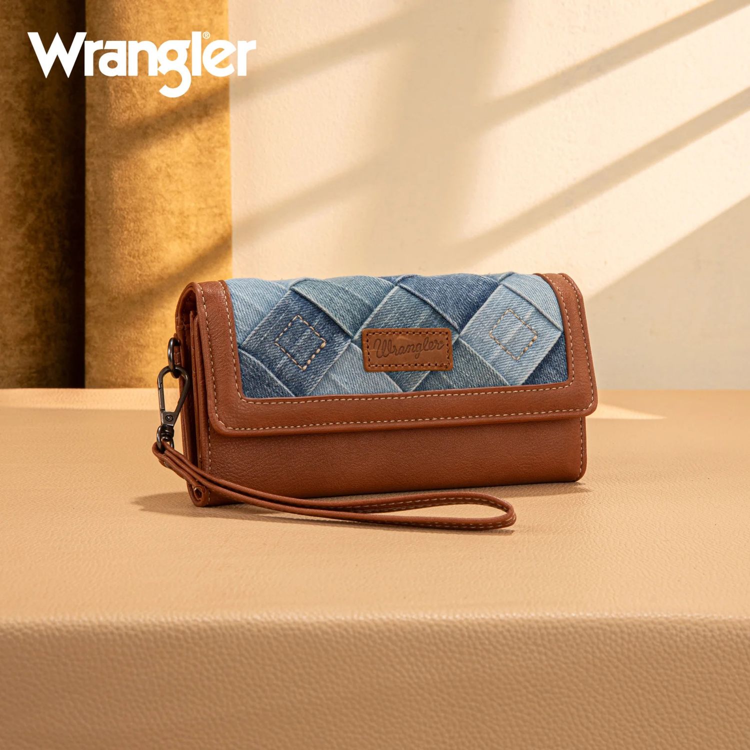 WRANGLER DENIM WOVEN TRI-FOLD WRISTLET/WALLET