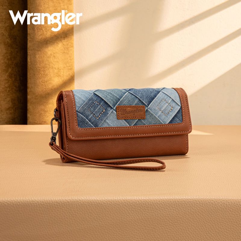 WRANGLER DENIM WOVEN TRI-FOLD WRISTLET/WALLET
