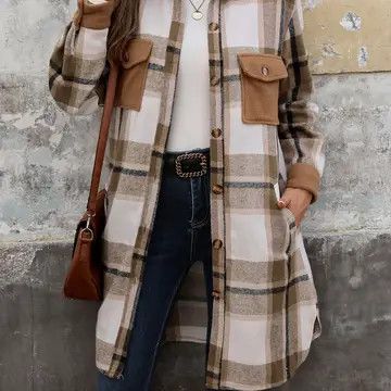 HIDDEN BRAND PLAID LONG COAT