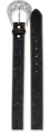 TOOLED W/RHINESTONE BUCKLE BELT