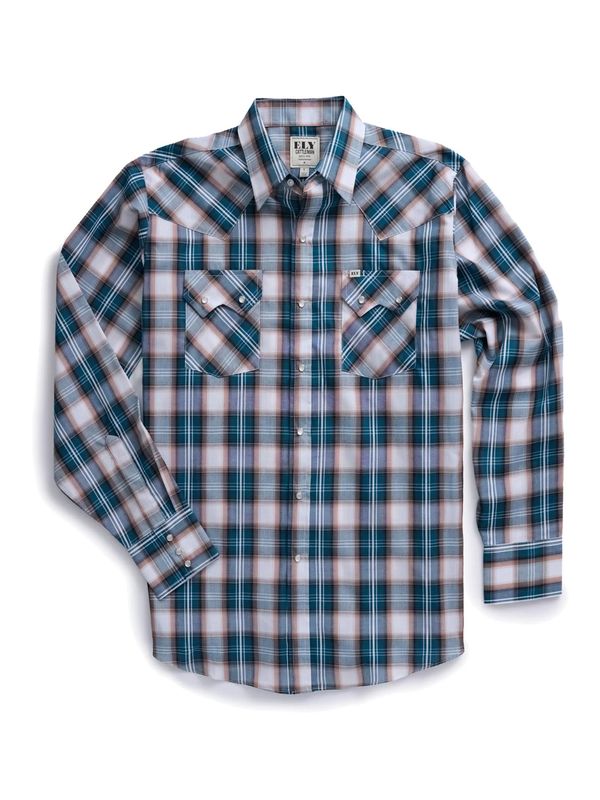 ELY CATTLEMAN TEXTURED PLAID WESTERN SHIRT