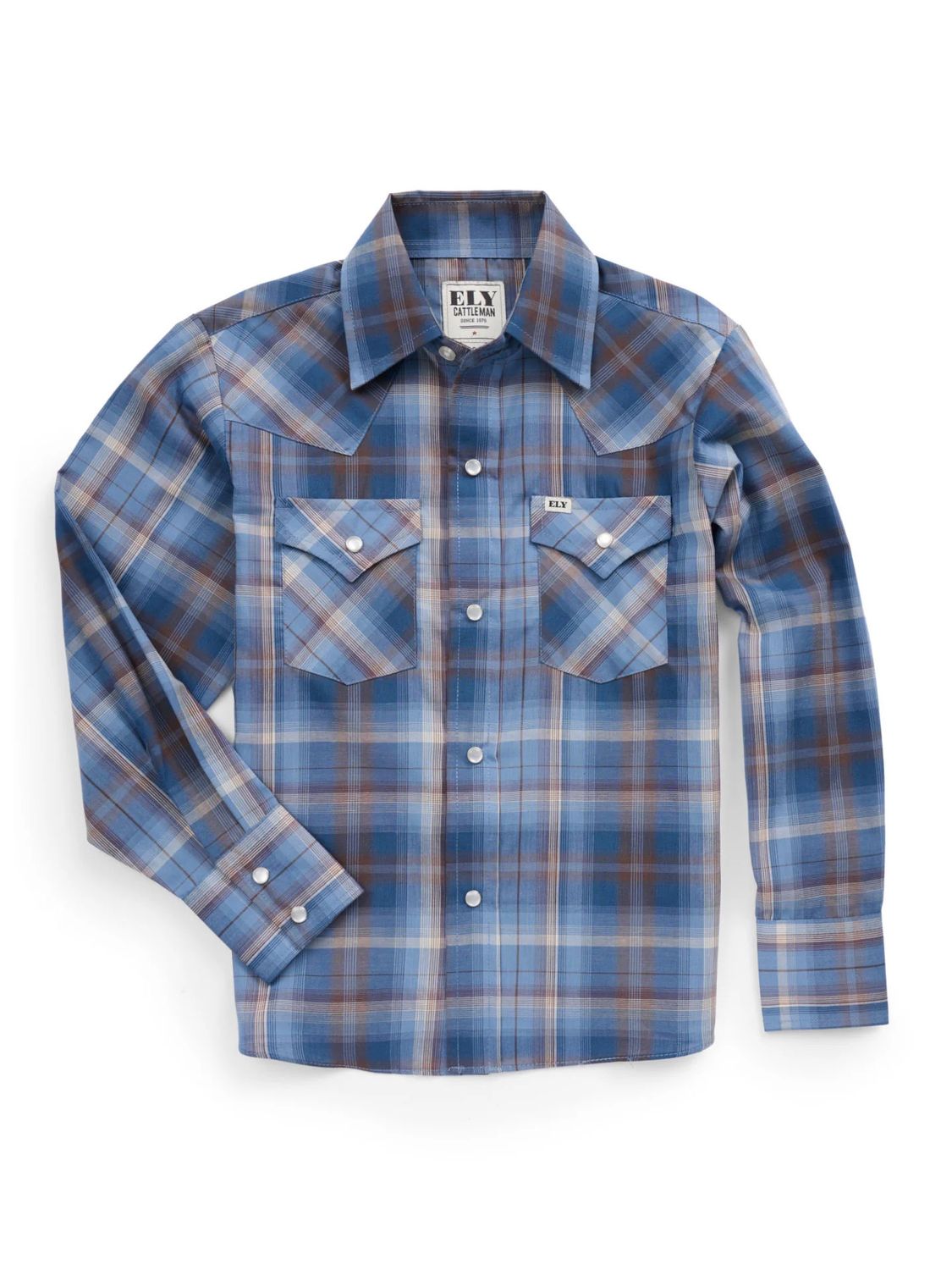 ELY CATTLEMAN TEXTURED PLAID WESTERN SHIRT