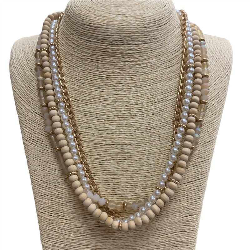 NATUAL STONE &amp; PEARL NECKLACE