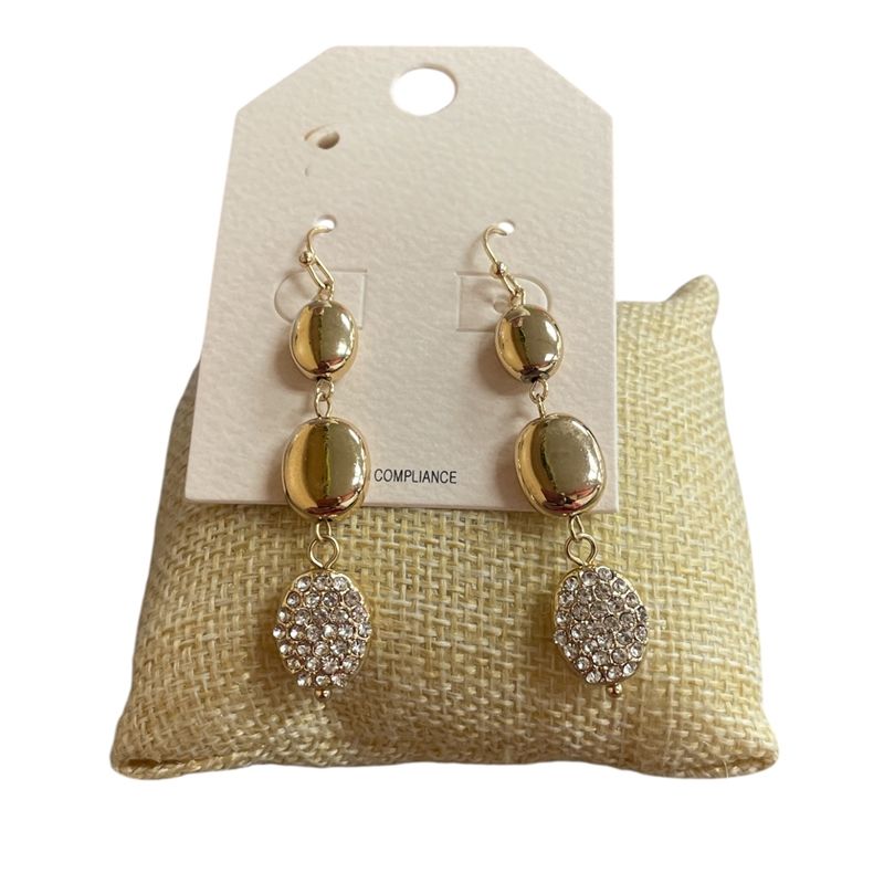 BEADED BALL &amp; RHINESTONE EARRINGS
