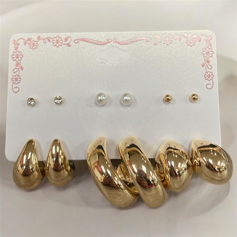 SILVER STUD 6 PCS. EARRINGS