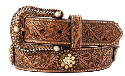 NOCONA 1/2&quot; TOPAZ CRYSTAL CONCHO BELT