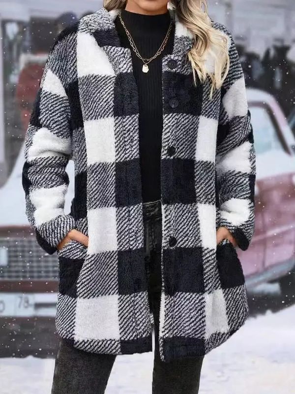 PLAID FLEECE HOODED JACKET