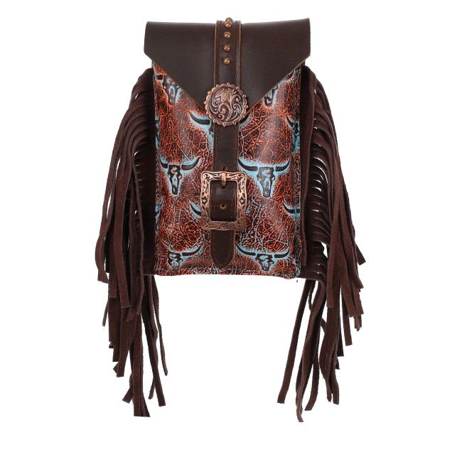 SHOWMAN WEATHERED STEER REAR CINCH BAG