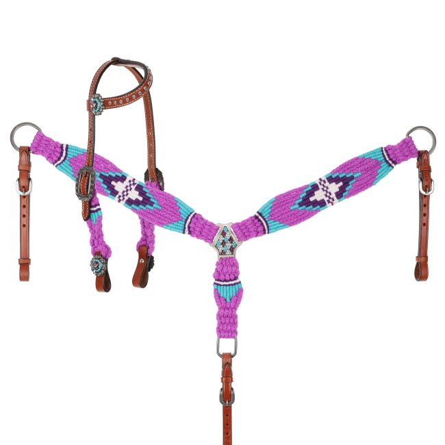 SHOWMAN PONY VIOLET MOHAIR HEADSTALL AND BREASTCOLLAR SET