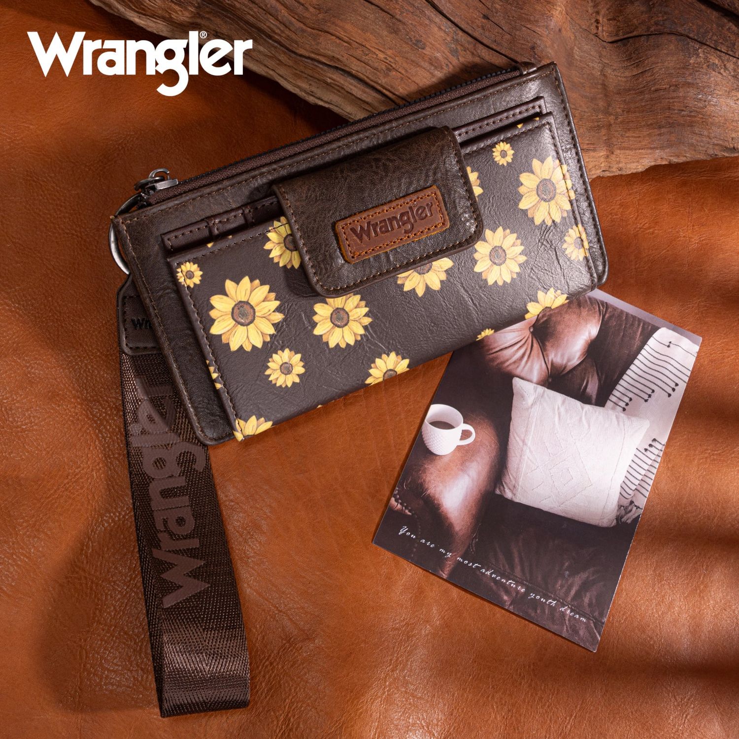 WRANGLER SUNFLOWER CARD WALLET/WRISTLET
