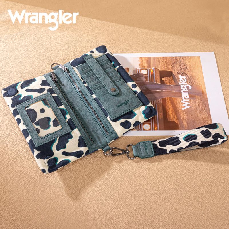 WRANGLER COW PRINT WRISTLET/CROSSBODY