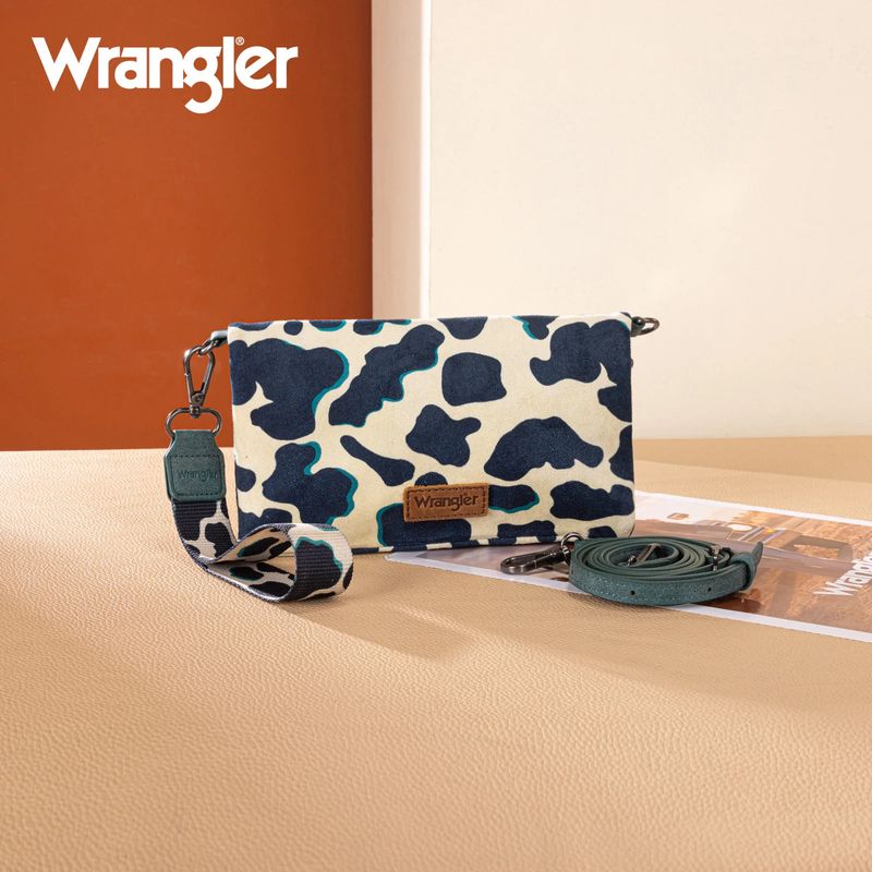 WRANGLER COW PRINT WRISTLET/CROSSBODY