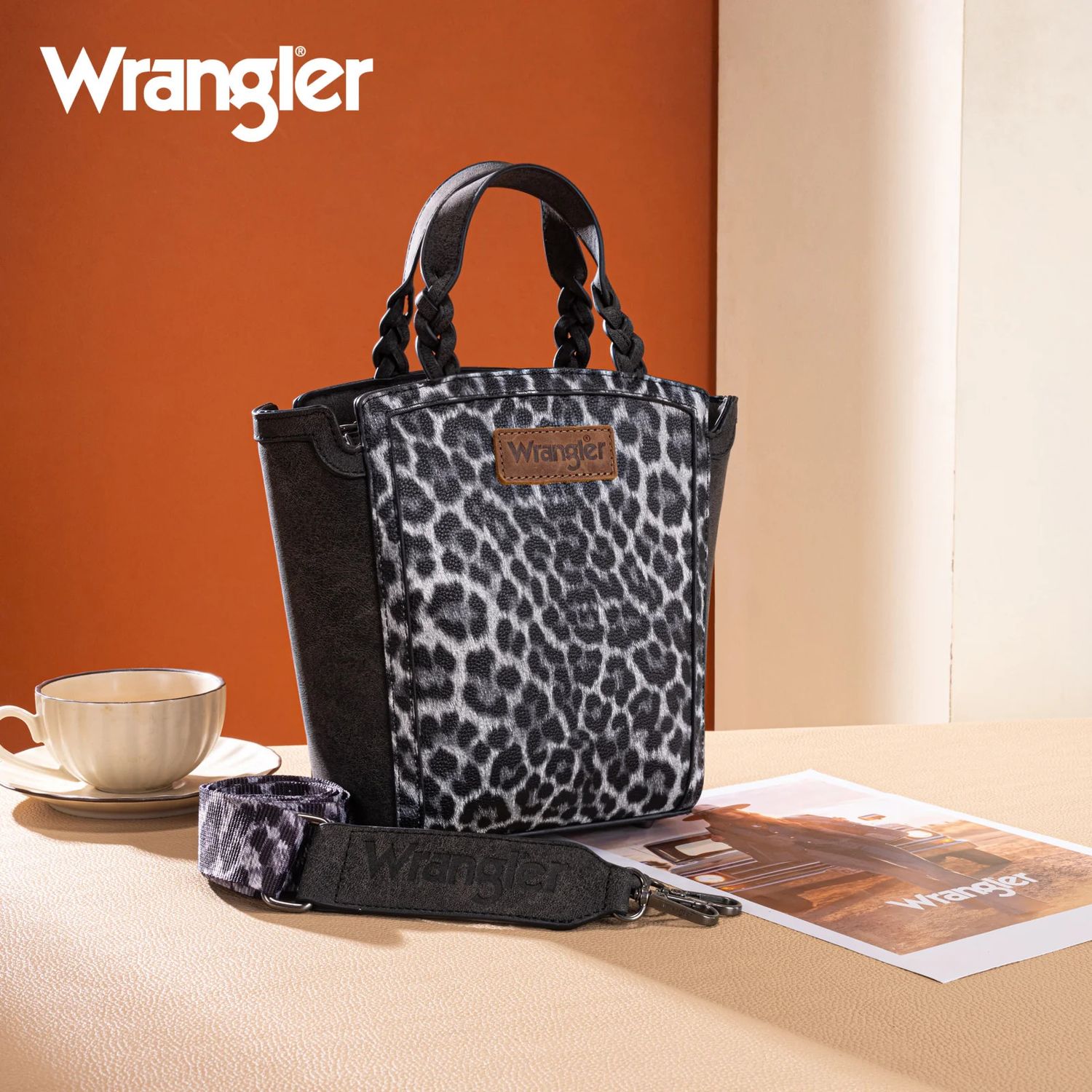 WRANGLER BRAIDED HANDLE TOTE, Color: BLACK