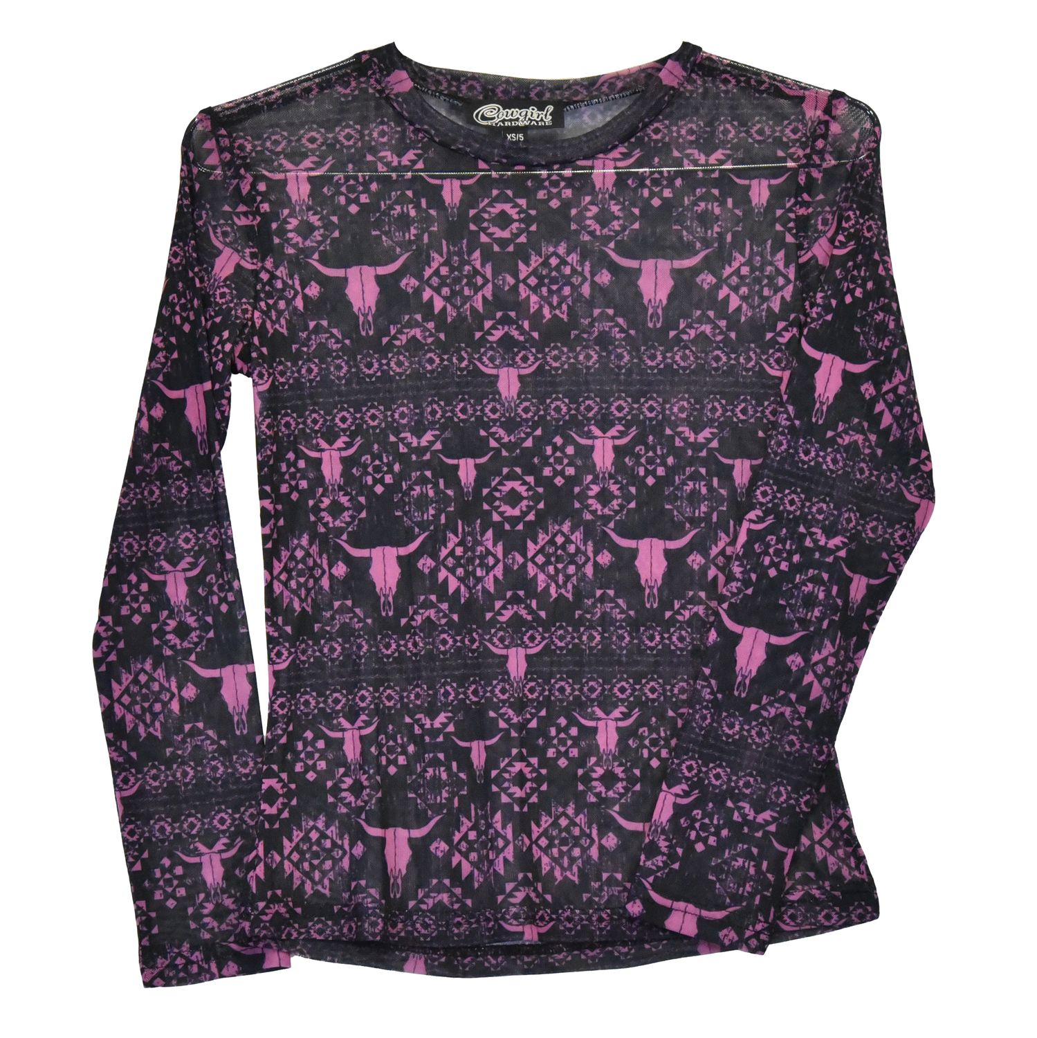 COWGIRL HARDWARE MAYAN SKULL MESH TOP