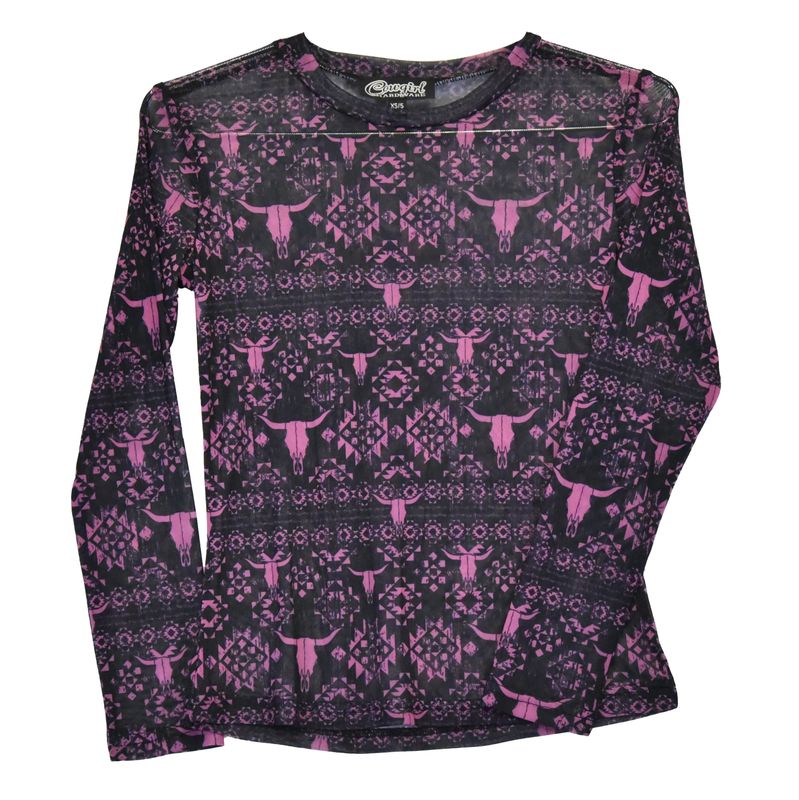 COWGIRL HARDWARE MAYAN SKULL MESH TOP