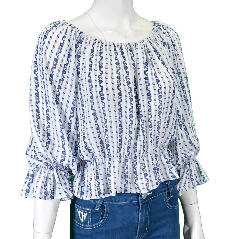 COWGIRL HARDWARE FLORAL RUFFLE SLEEVE BLOUSE