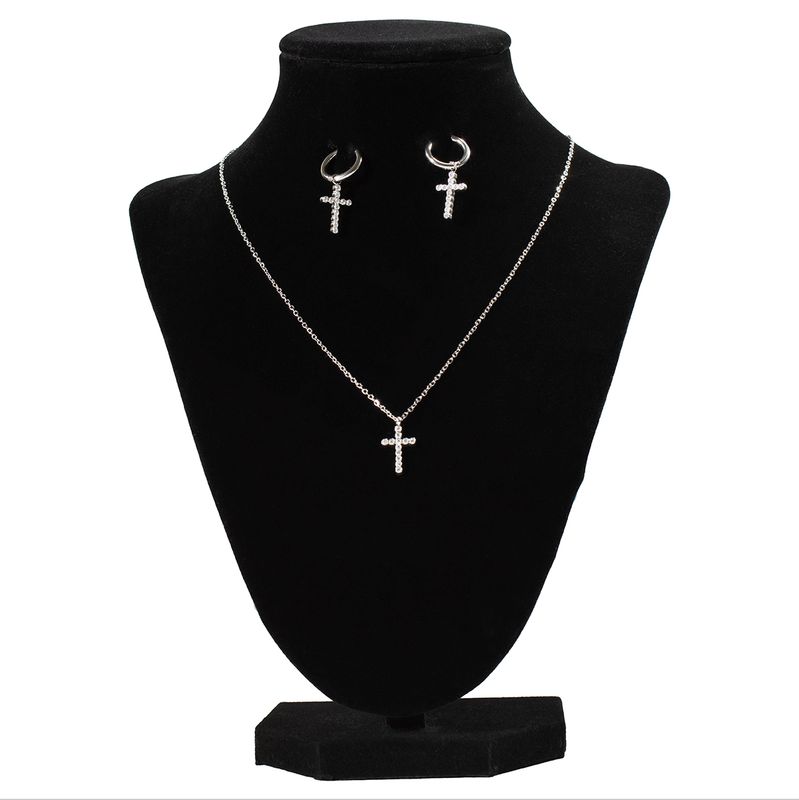 BLAZIN&#39; ROXX DAINTY CROSS NECKLACE &amp; EARRING SET