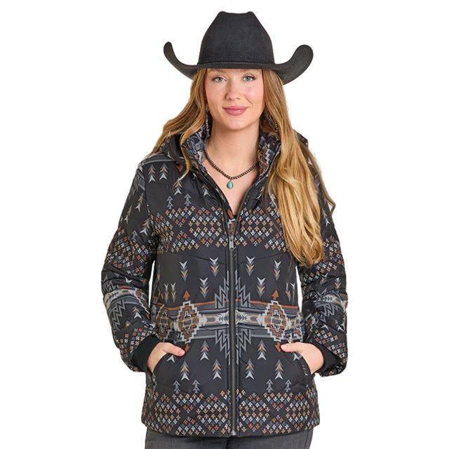 PANHANDLE AZTEC HOODED PUFFER JACKET