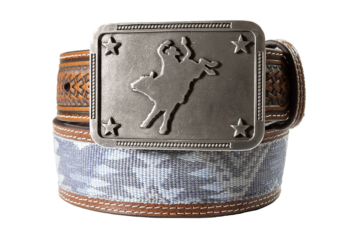 3D BULL RIDER SOUTHWEST DENIM BELT