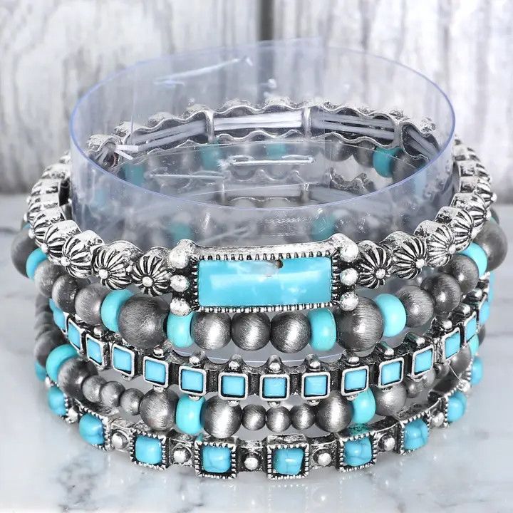 4 PIECE WESTERN BEADED BRACELET SET