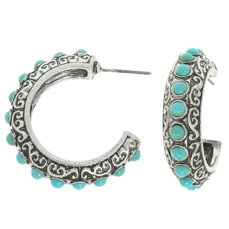 WESTERN TURQUOISE HOOP EARRINGS
