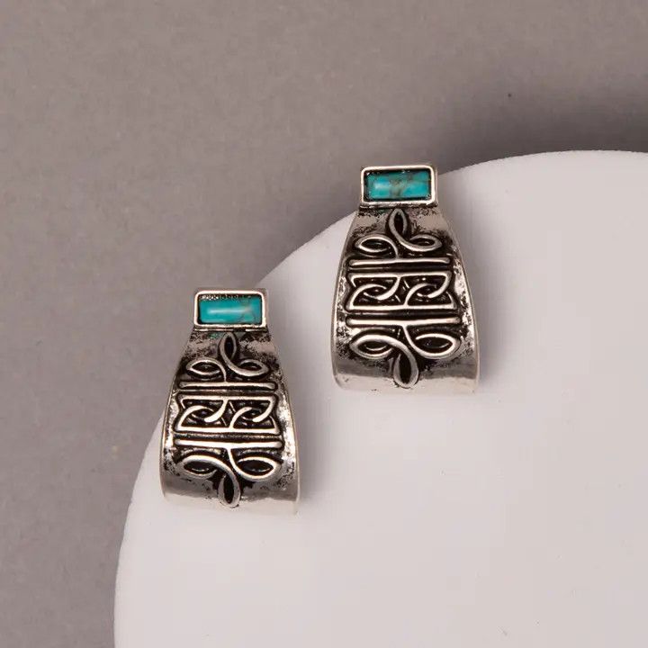 WESTERN BOOT STITCH HOOP EARRINGS