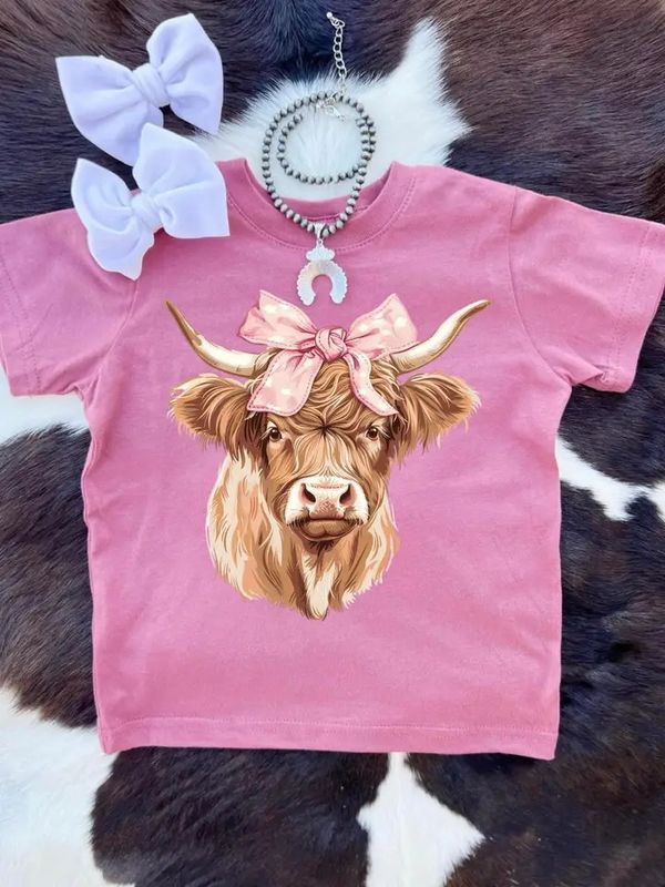 HIGHLAND COW WITH BOW TEE