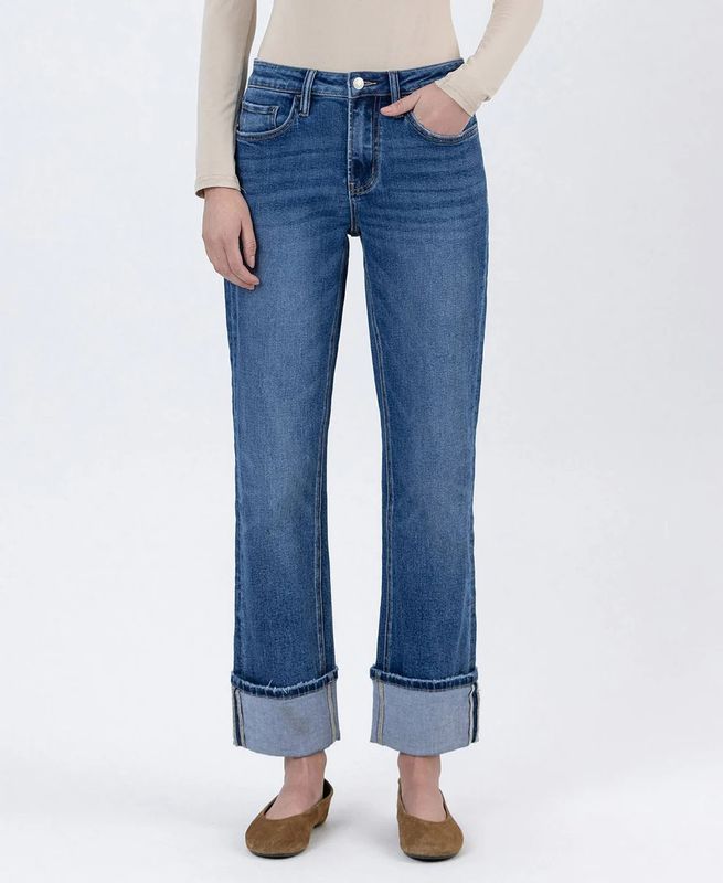 LOVERVET HIGH RISE CUFFED ANKLE STRAIGHT JEAN