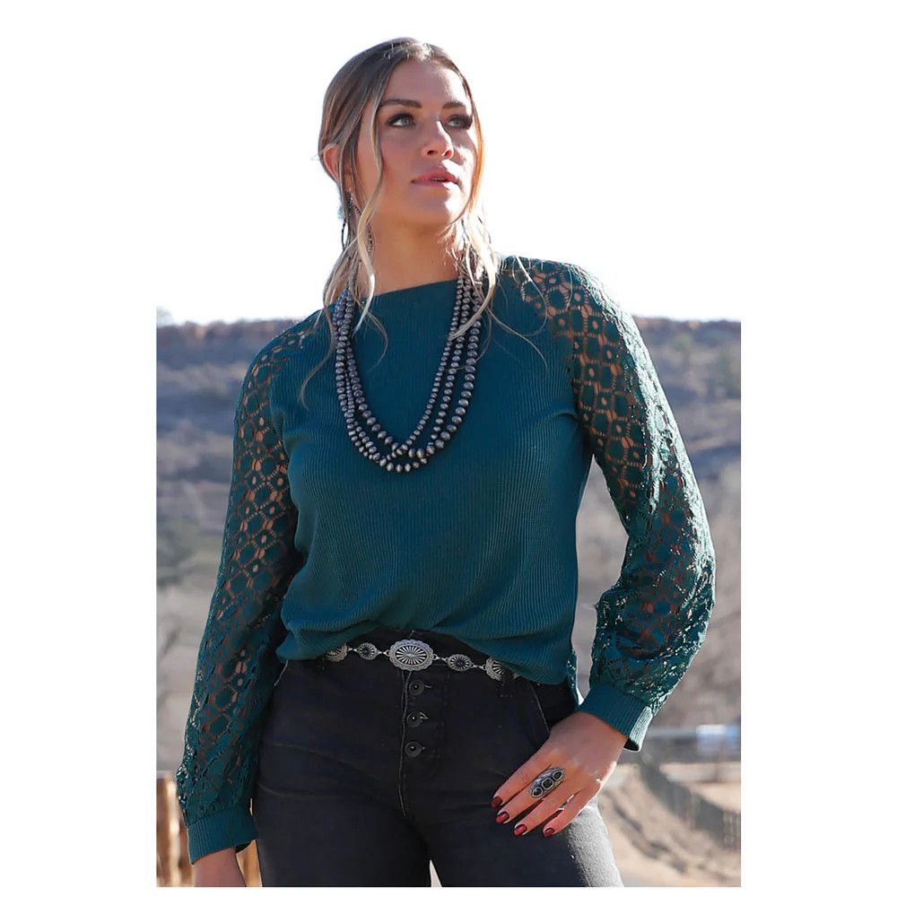 CRUEL DENIM CROCHET TOP