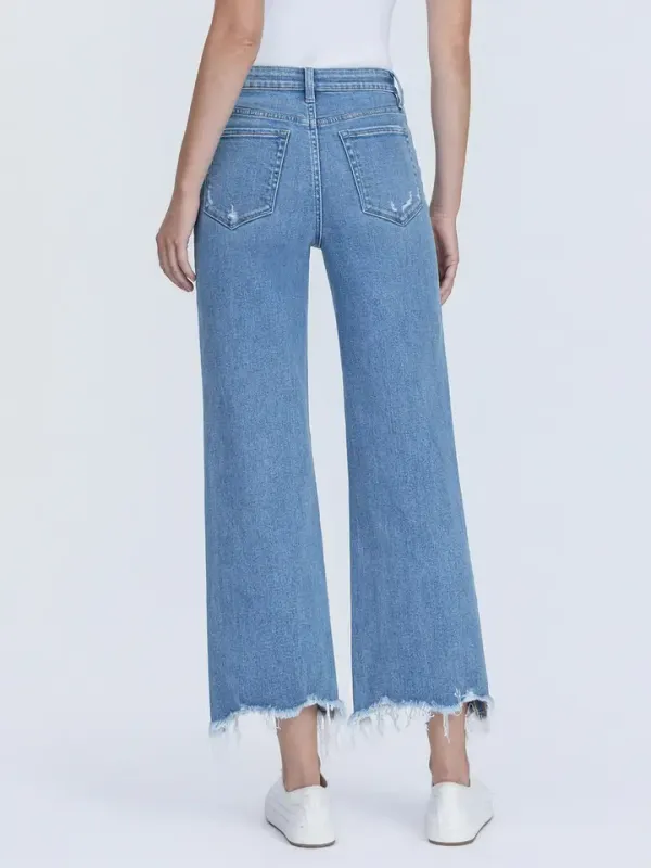 FLYING MONKEY HIGH RISE DISTRESSED HEM CROP SLIM WIDE JEAN