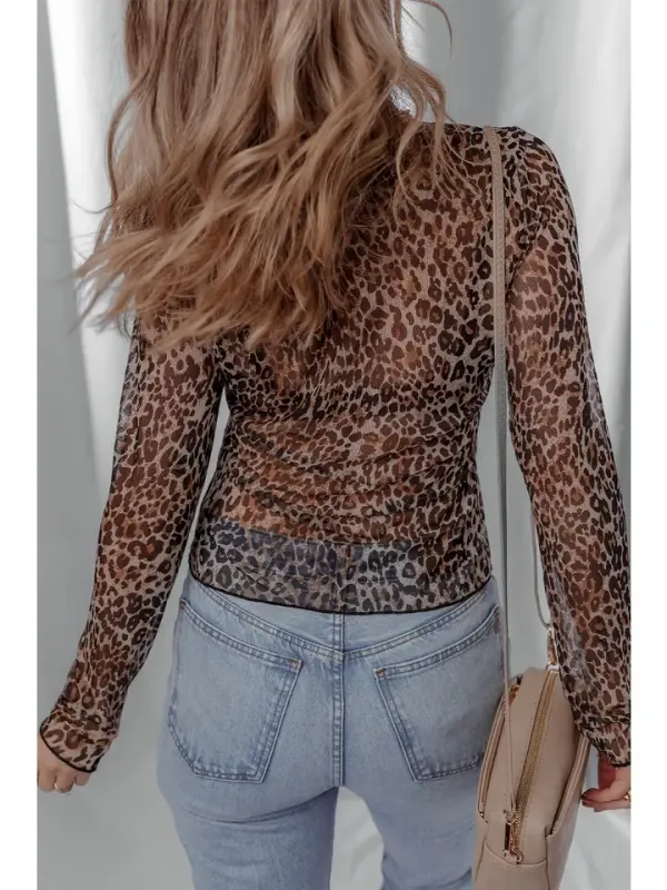 LEOPARD MESH BLOUSE