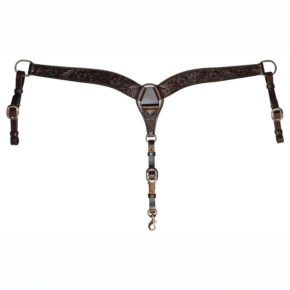 CIRCLE Y CONTOURED FLORAL TOOLED BREAST COLLAR