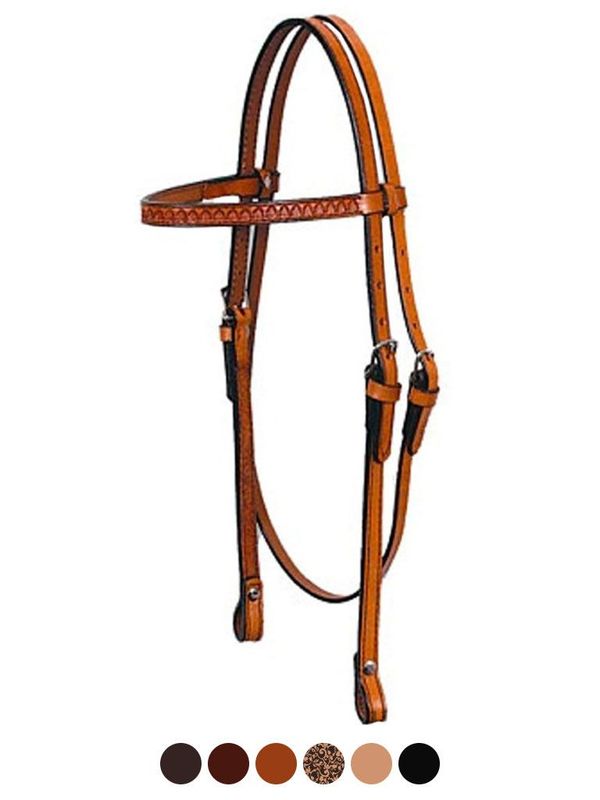 CIRCLE Y SHELL TOOLED 5/8" BROWBAND HEADSTALL