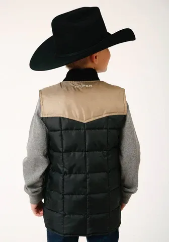 ROPER BOY'S QUILTED POLY-FILLED BLACK VEST