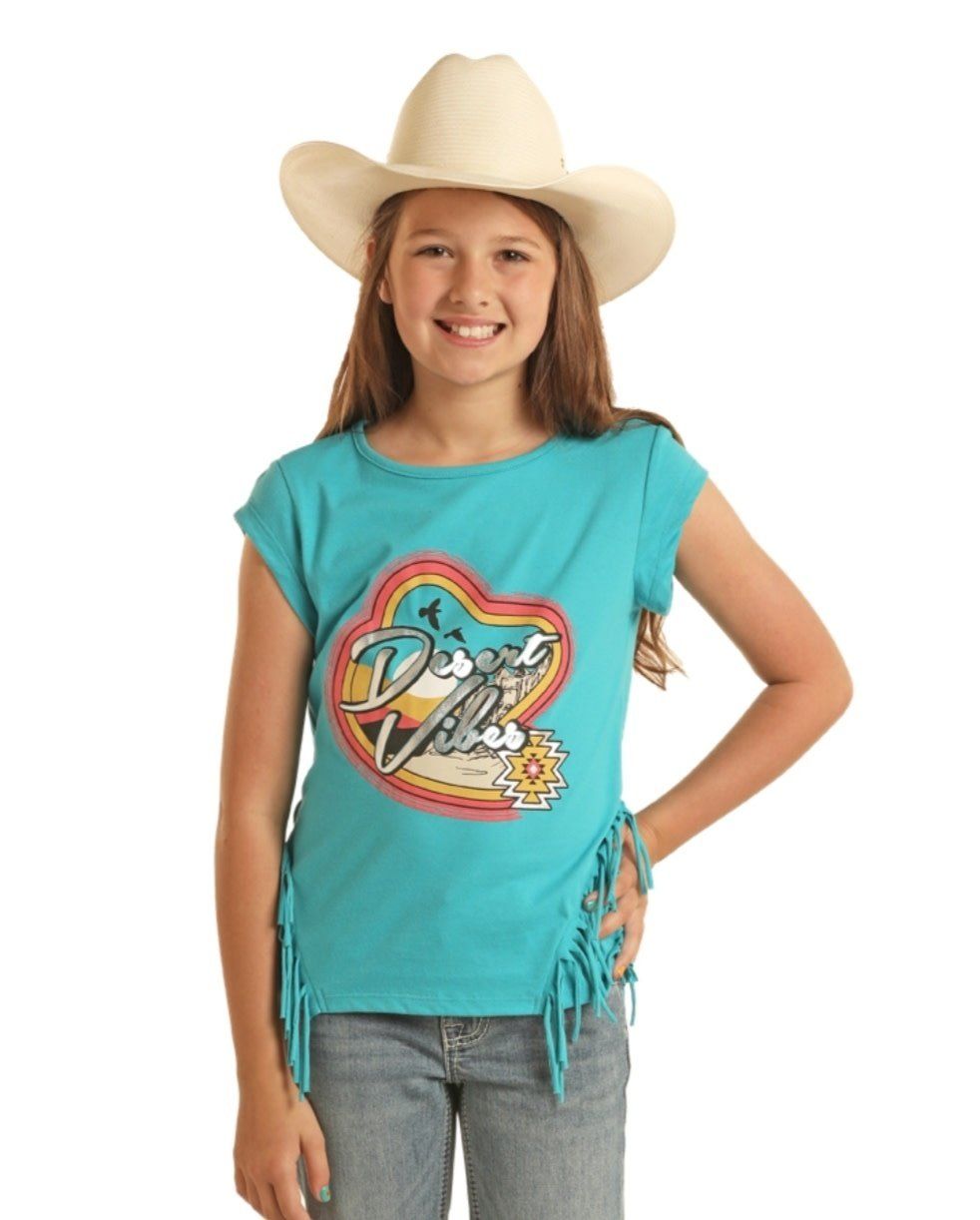 ROCK &amp; ROLL GIRL'S DESERT VIBES TEE WITH FRINGE