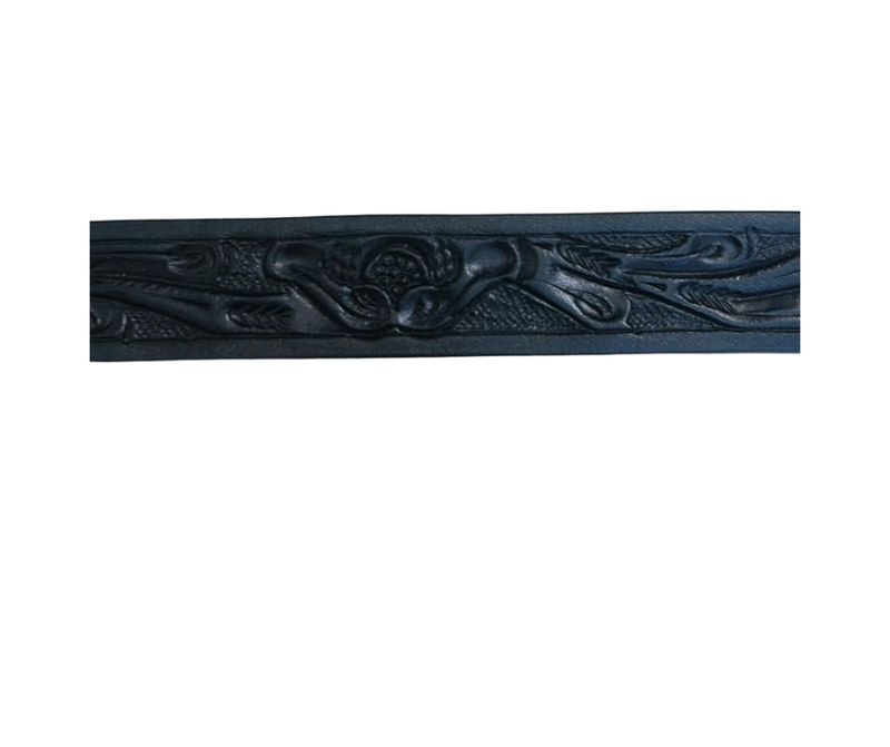 LEATHER CARVED W/BUCKLE HAT BAND