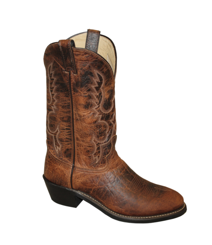 ABILENE 12" DEEP SCALLOPED ANTIQUE BROWN BISON BOOTS