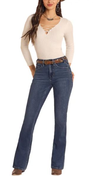 ROCK &amp; ROLL HIGH RISE RIBBED SEAM BOOTCUT JEAN