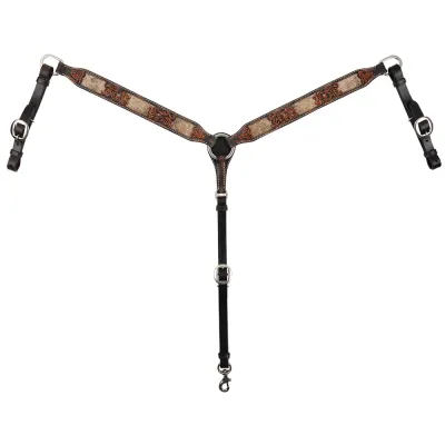 CIRCLE Y PONY SIZE INLAY FILIGREE HAIR ON HIDE BREAST COLLAR