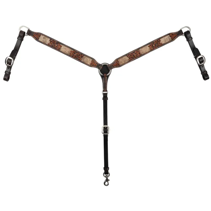 CIRCLE Y PONY SIZE INLAY FILIGREE HAIR ON HIDE BREAST COLLAR