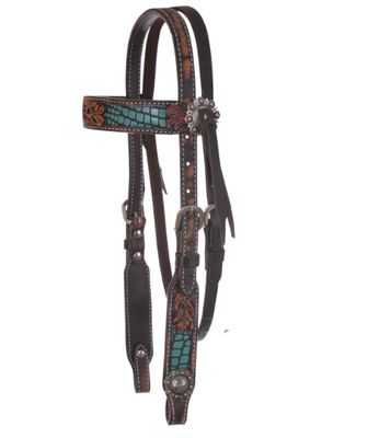 CIRCLE Y TURQUOISE GATOR PONY HEADSTALL