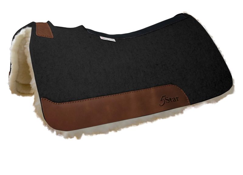 5 STAR 7/8" BARREL RACER CONTOURED BLACK FLEECE PAD- 30"X28"