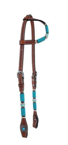 CIRCLE Y TURQUOISE ROUNDUP REGULAR OIL ONE EAR HEADSTALL