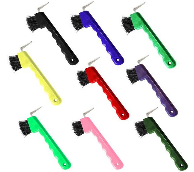 FINGER GRIP HOOF PICK WITH BRUSH