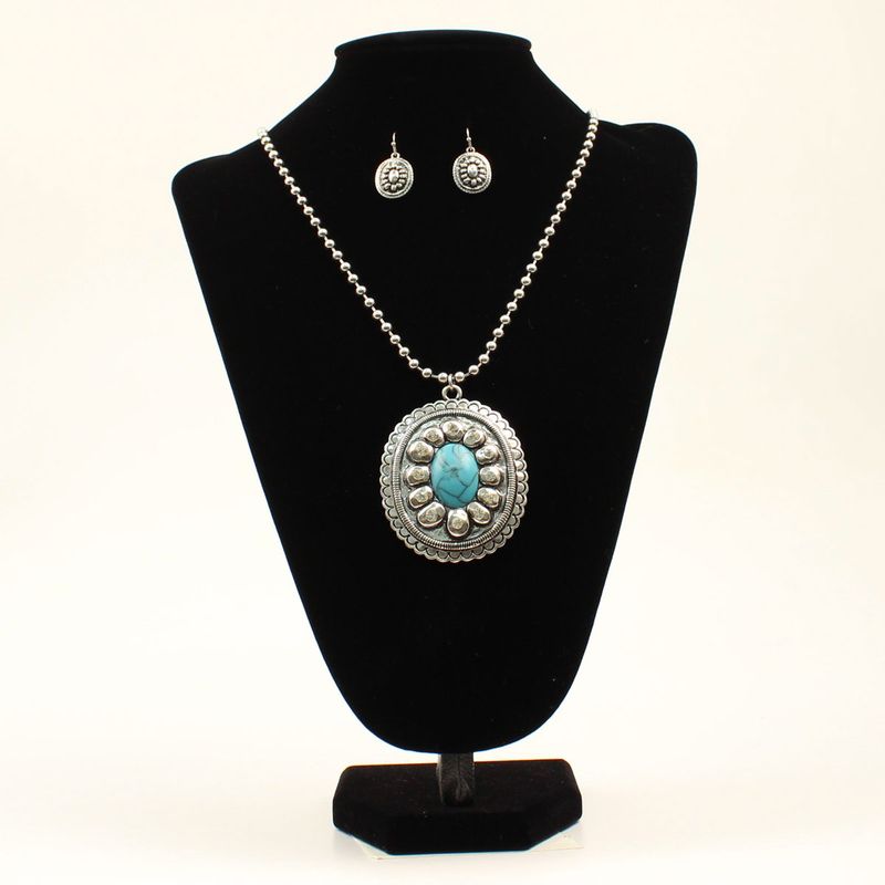 LARGE OVAL PENDANT JEWELRY SET